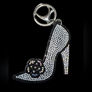 Rhinestone High Heel  Ag Charm Keychain